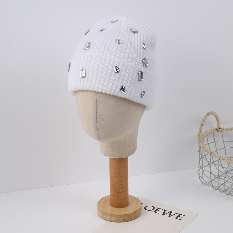 Rhinestones Beanie Supplier - HZM-25622 Winter Warm Thick Knit