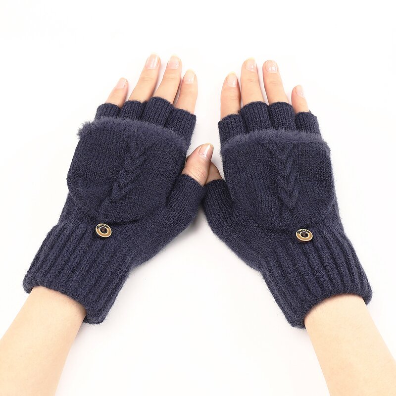 Winter Mittens Supplier - HZS-25053 Ladies Ribbed Fluffy Cover
