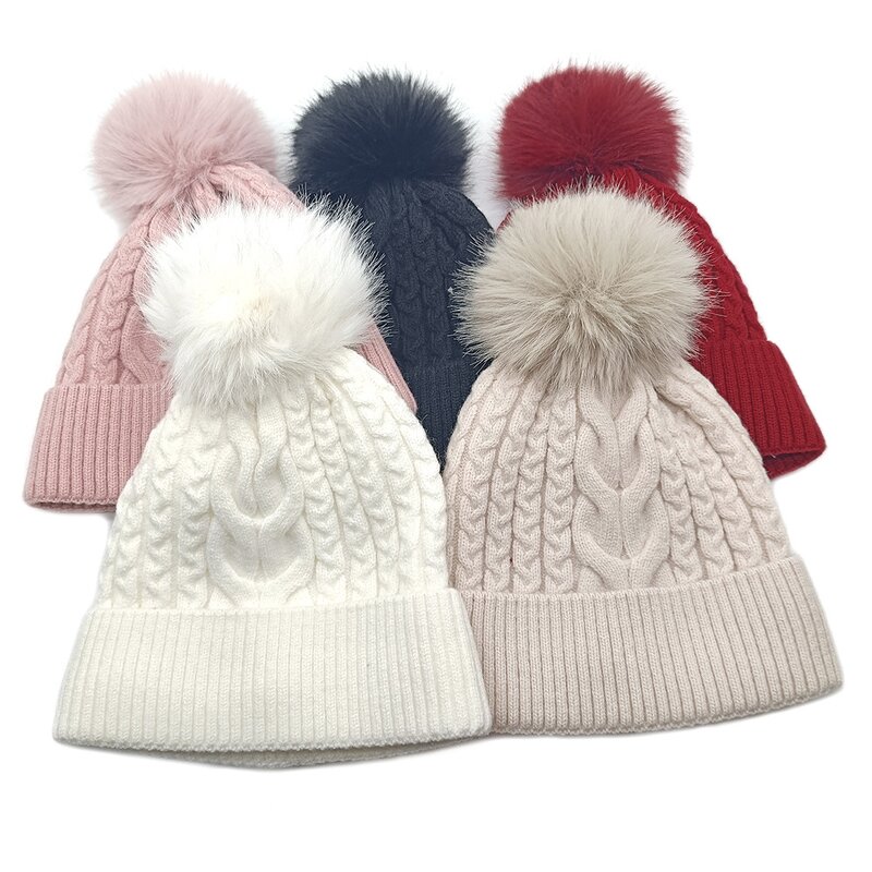 Fleece Knitted Hat Supplier - HZM-25644 Winter Thickened Pom-Poms