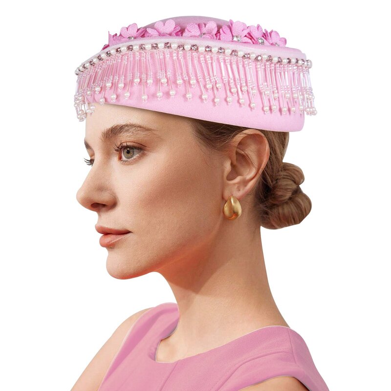 Vintage Turban Supplier - HZM-25237 Felt Fringe Derby Fascinator