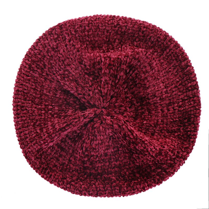 Knitted Beret Manufacturer - HZM-22355 Chenille Yarn Polyester