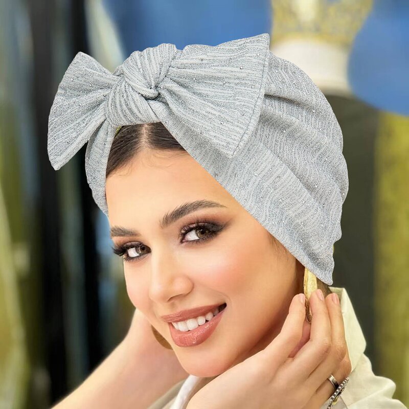 Ladies Turban Supplier - HZM-25589 Wrap with Bow Decoration