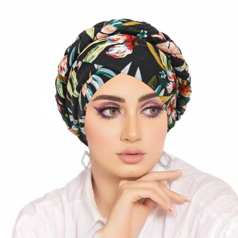 African Hair Wrap Supplier - HZM-25646 Muslim Print Turban