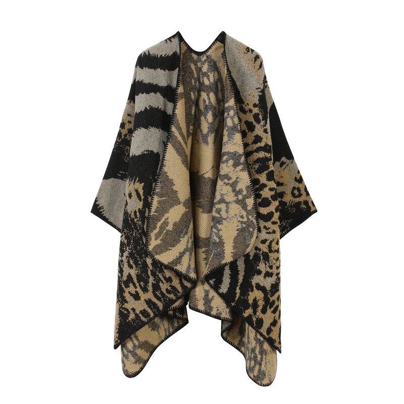 Hooded Cloak Manufacturer - HZW-25057 Fashion Women Tiger Skin