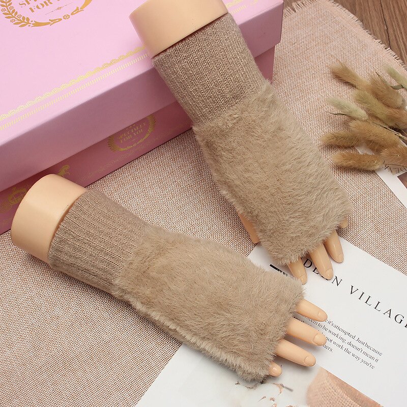 Winter Plush Gloves Supplier - HZS-25049 Women's Warm Knitted