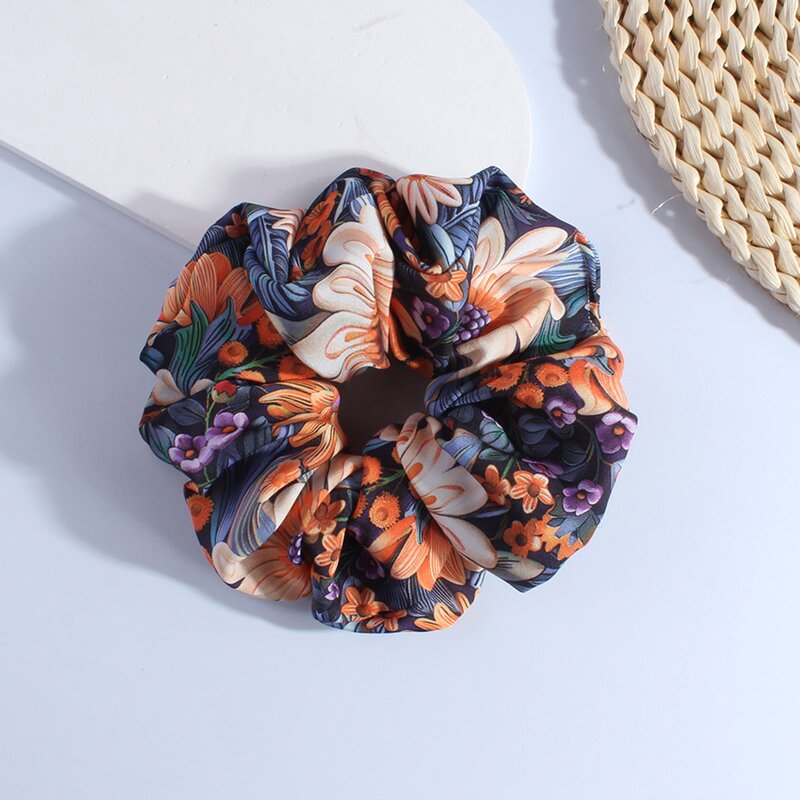 Satin Scrunchies Manufacturer - HZO-25123 New Floral Printed