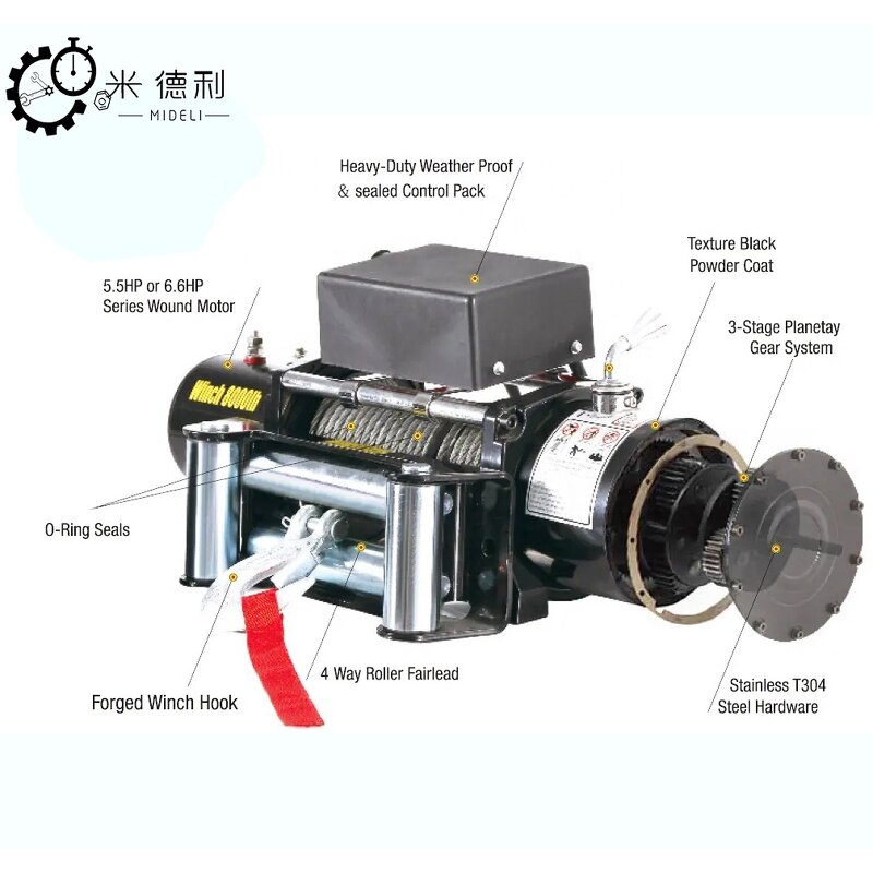 Electric Winch Supplier - 12 Volts 4x4 Winch for Pulling