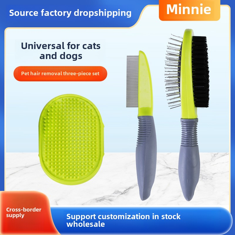 Wholesale Eco-Friendly Smooth Non-Damaging Plastic Pet Comb Set Three Knot-Opening Massage Grooming Comb for Dog Shedding