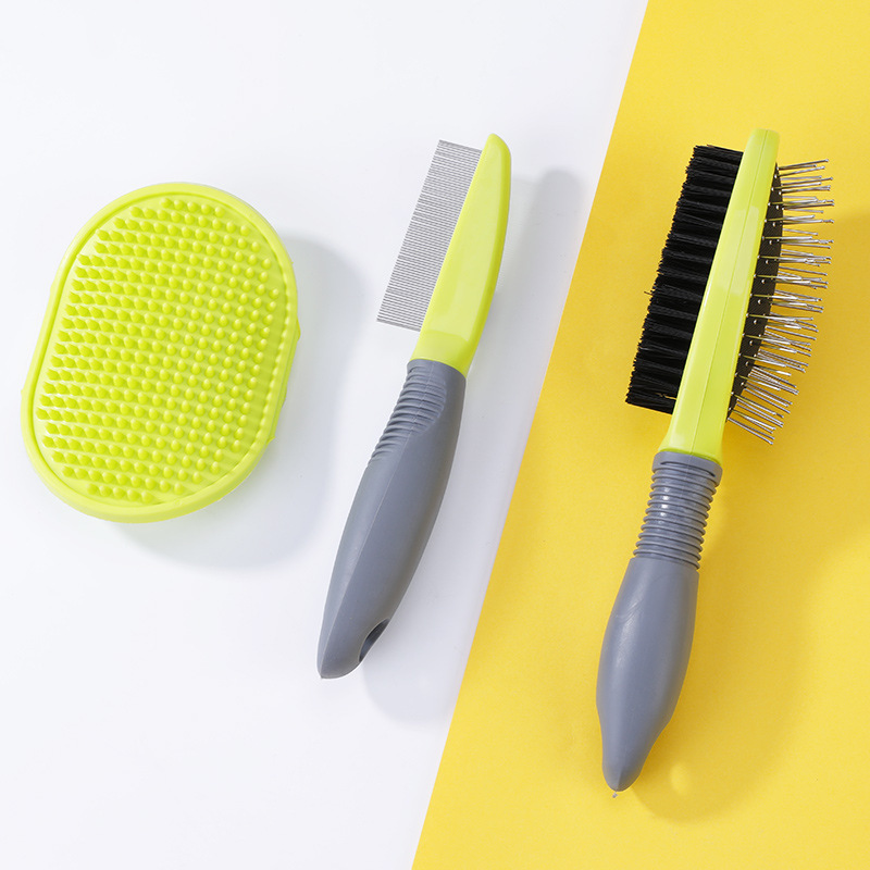 Wholesale Eco-Friendly Smooth Non-Damaging Plastic Pet Comb Set Three Knot-Opening Massage Grooming Comb for Dog Shedding