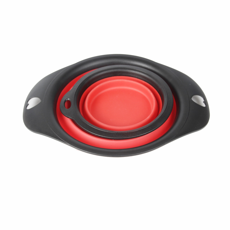 Manufacturer Supply Eco-Friendly Dual-Use Outdoor Travel Food Feed Bottle Large Small Foldable Silicone Water Bowl 2 1 for Pet