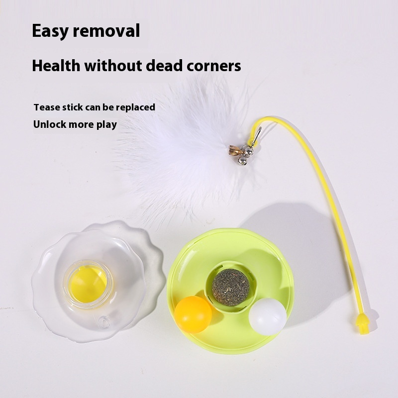 Wholesale Eco-Friendly Roly-Poly Cat Toy Self-Pleasure Removable Washable Cat Stick Feather Bell Catnip Ball Lovely Box Plastic