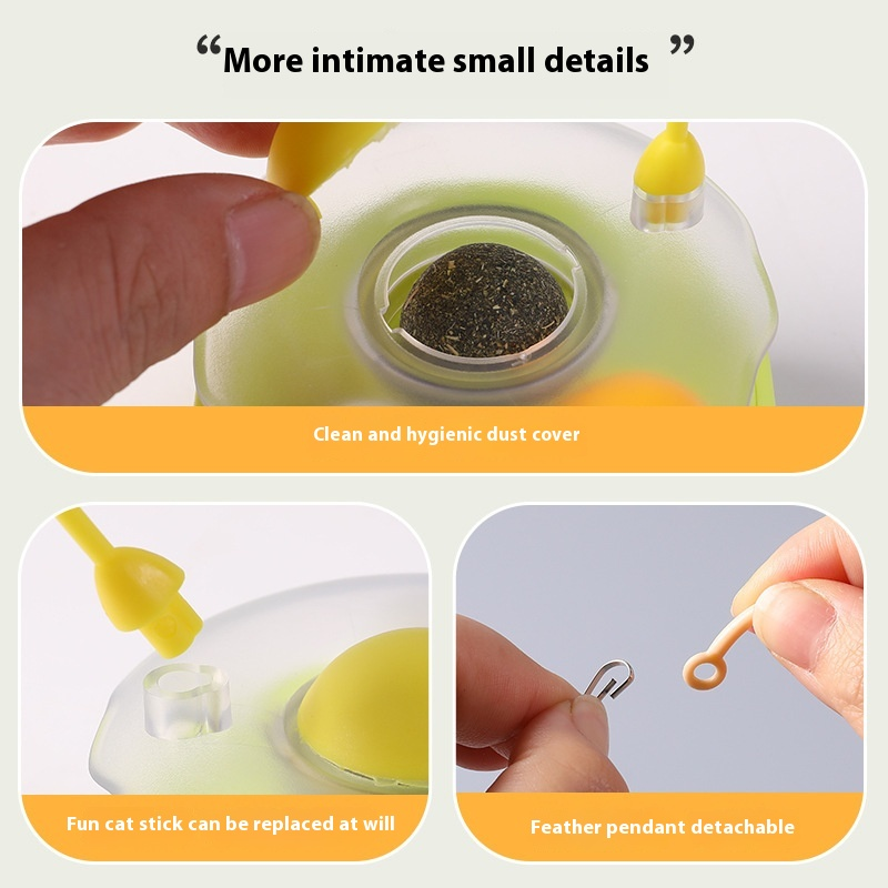 Wholesale Eco-Friendly Roly-Poly Cat Toy Self-Pleasure Removable Washable Cat Stick Feather Bell Catnip Ball Lovely Box Plastic