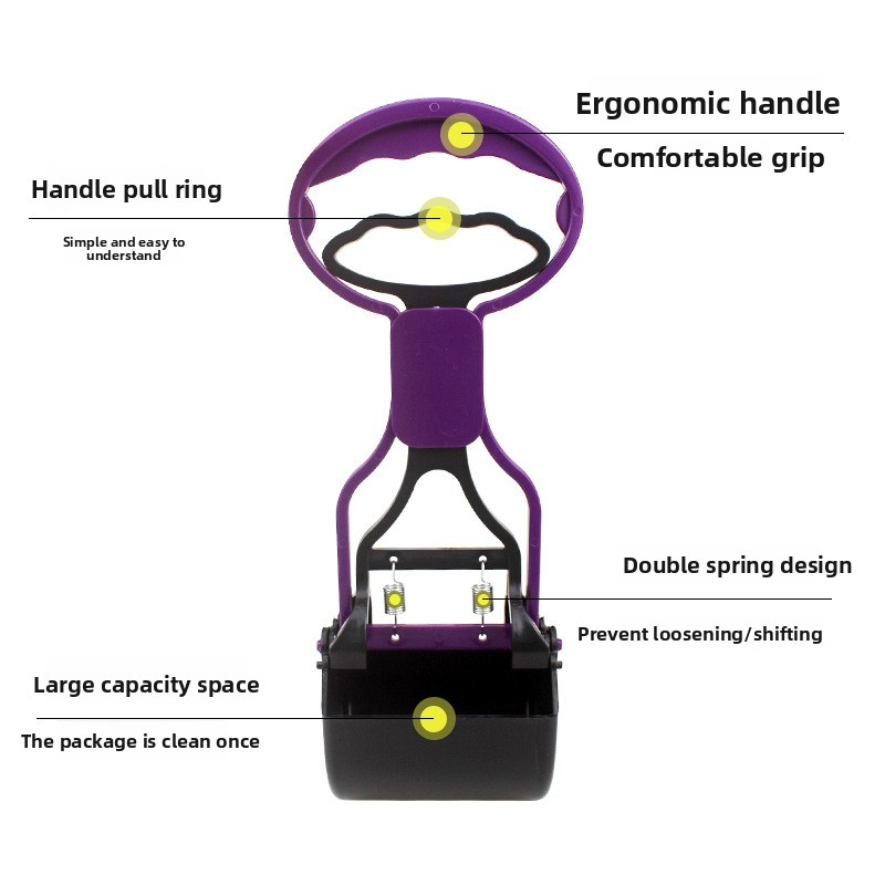 Eco-Friendly Large 6-Pet Poop Scooper with Extended Handle Dog Poop Picker Plastic Poop Bag Holder Pet Waste Disposal Supplies