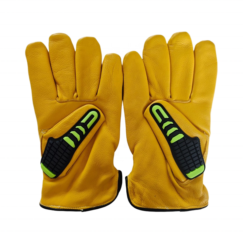 Cow Grain Leather Gloves Manufacturer - Yellow/White Cut Resistant