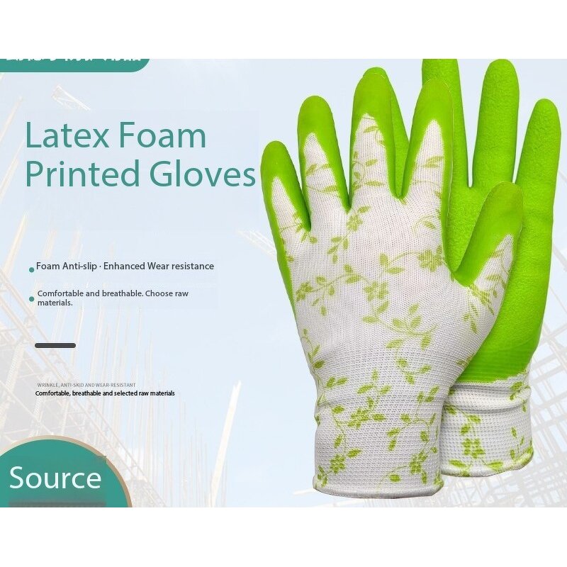 Latex Foam Gloves Manufacturer - Printed Gardening Anti-puncture
