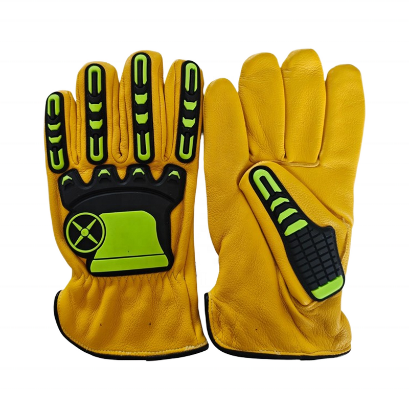 Cow Grain Leather Gloves Manufacturer - Yellow/White Cut Resistant