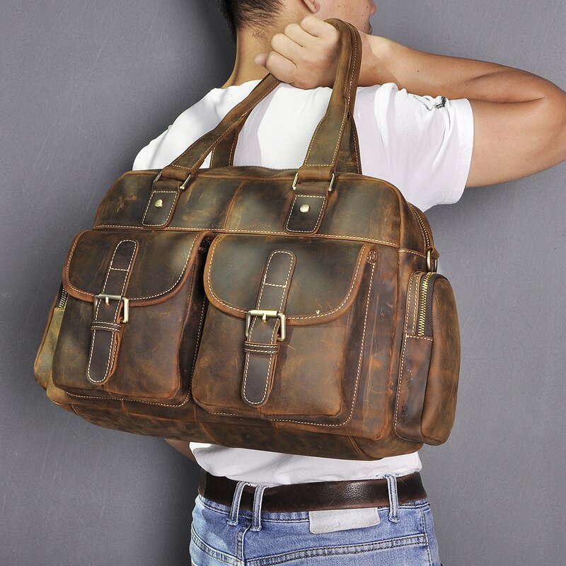 Cowhide Duffle Bag Manufacturer - Multifunctional Crazy Horse