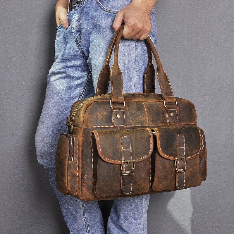 Cowhide Duffle Bag Manufacturer - Multifunctional Crazy Horse