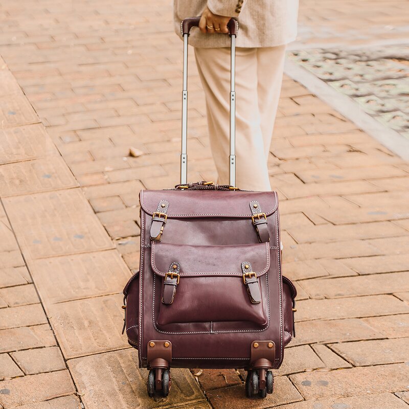 Leather Travel Trolley Supplier - Hot Sale 23 Inch Genuine