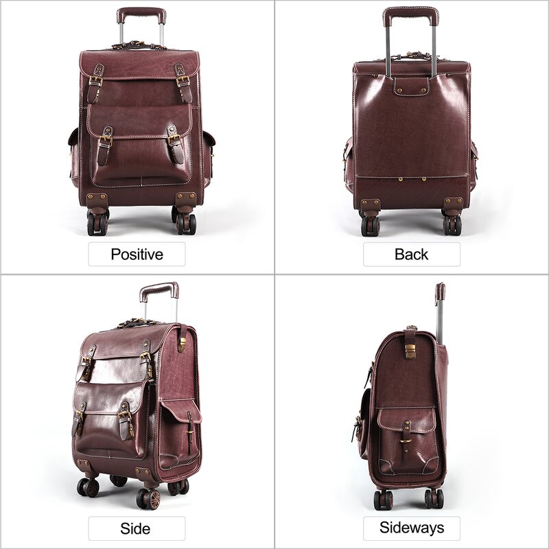 Leather Travel Trolley Supplier - Hot Sale 23 Inch Genuine