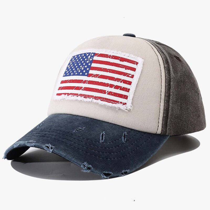 USA Flag Baseball Cap Factory - Custom Vintage Embroidered 5 Panel Unstructured