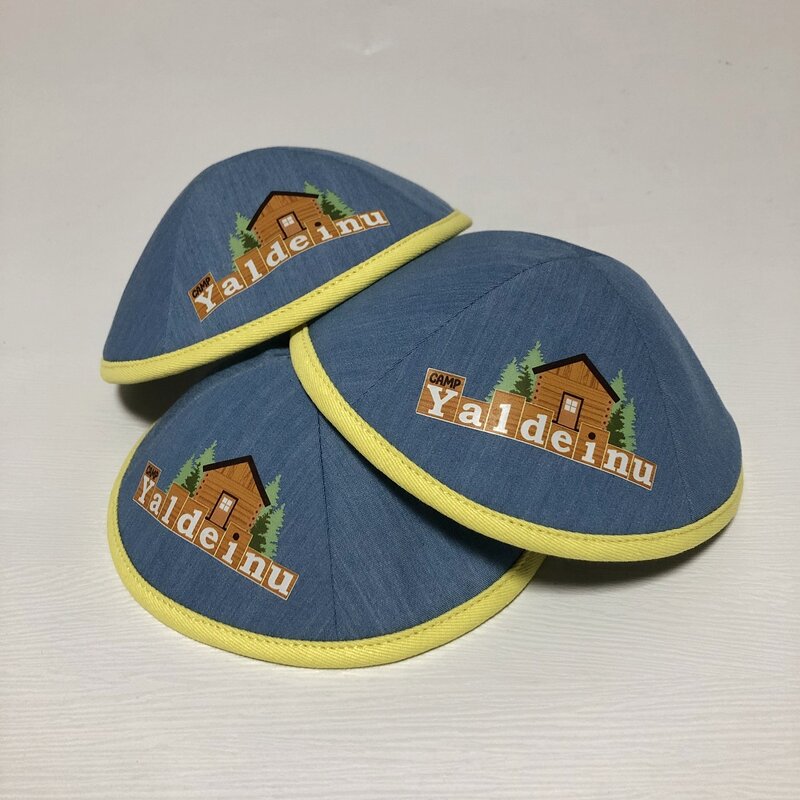 Denim Kippot Supplier - Custom Printed Logo Satin Unisex Yarmulke