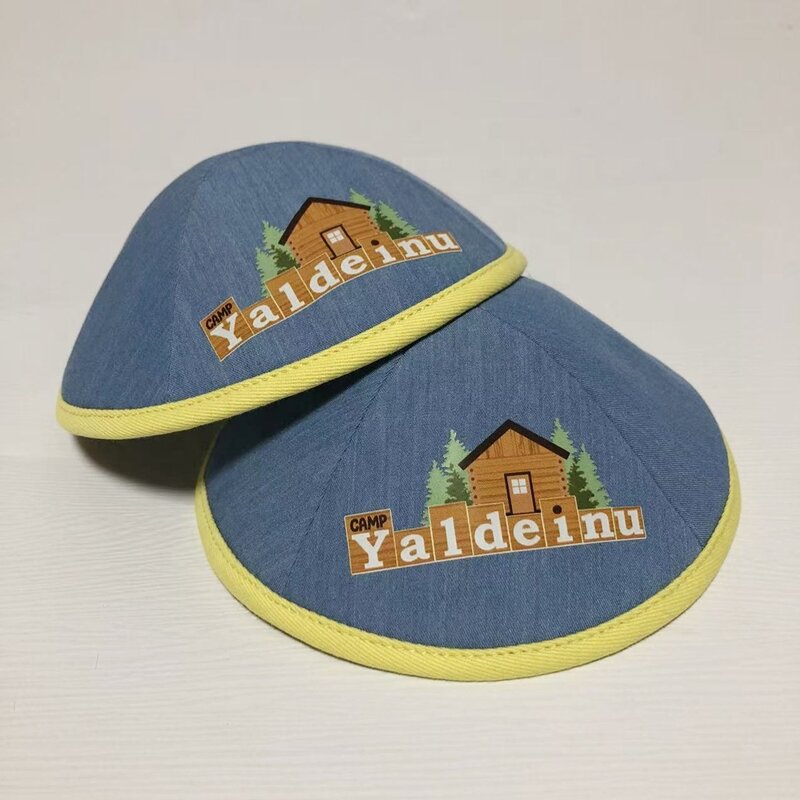 Denim Kippot Supplier - Custom Printed Logo Satin Unisex Yarmulke