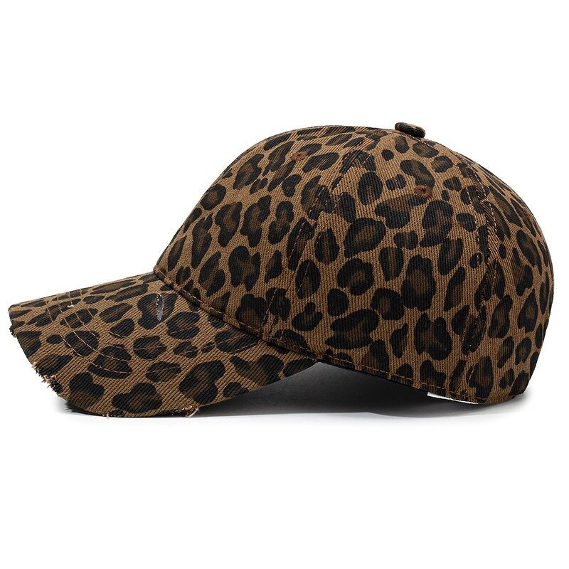 Women's Fashion Baseball Cap Manufacturer - 6 Panel 3D Embroidery 100% Polyester Leopard
