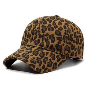 Women's Fashion Baseball Cap Manufacturer - 6 Panel 3D Embroidery 100% Polyester Leopard