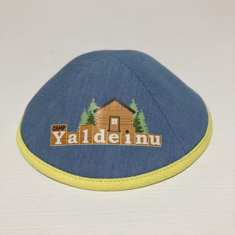 Denim Kippot Supplier - Custom Printed Logo Satin Unisex Yarmulke