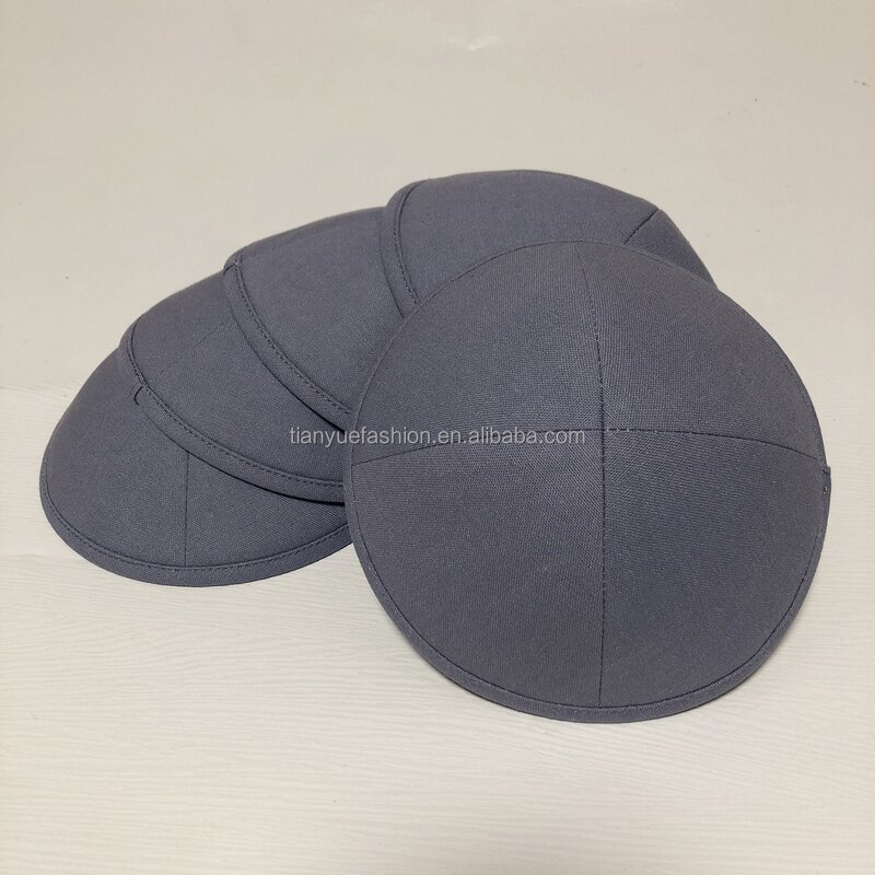 Custom Kippah Factory - Grey Blue Linen for Bar Mitzvah Personalize