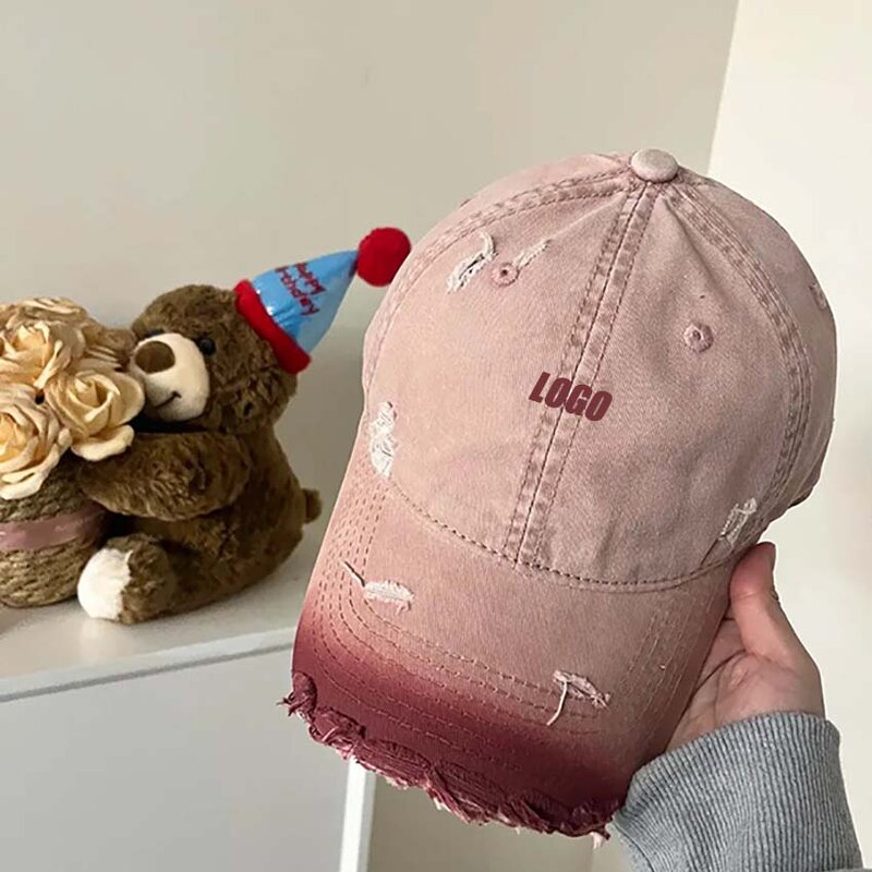 Distressed Baseball Hat Supplier - 6 Panel High Quality 3D Embroidered Gradient