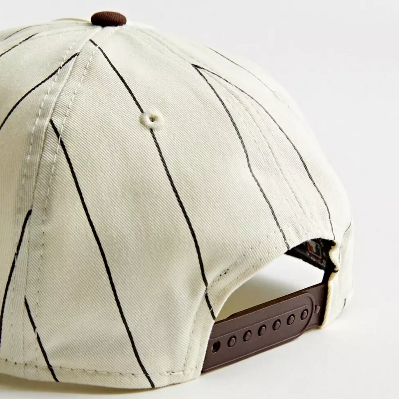 Baseball Hats Supplier - 5 Panel A Frame Cotton Vintage Pinstripe with Logo Embroidery