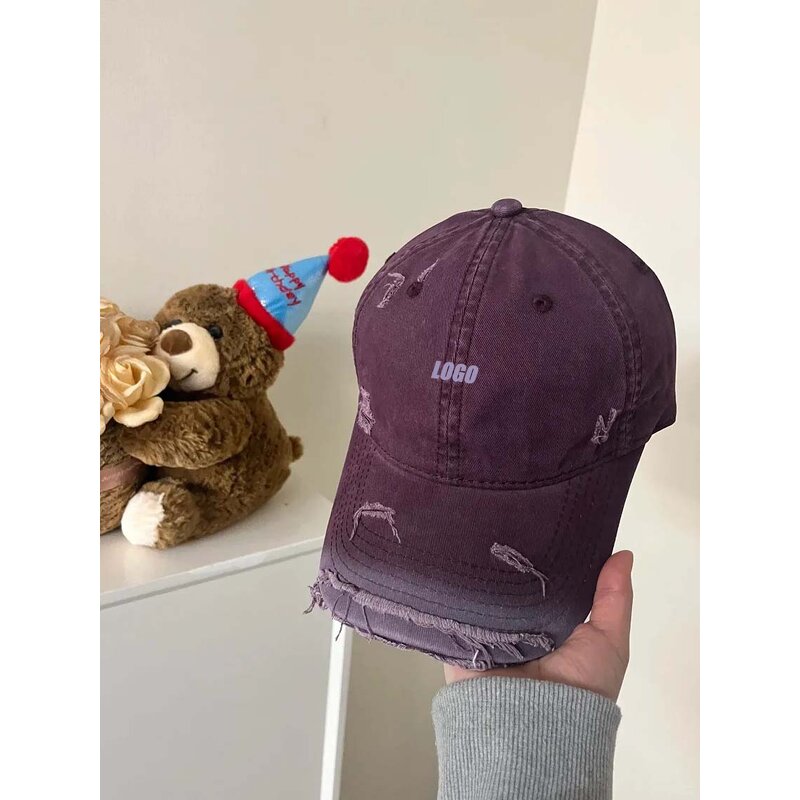 Distressed Baseball Hat Supplier - 6 Panel High Quality 3D Embroidered Gradient