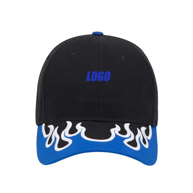 Men's Racing Cap Supplier - 6-Panel Polyester Sporty Design Flames Embroidery