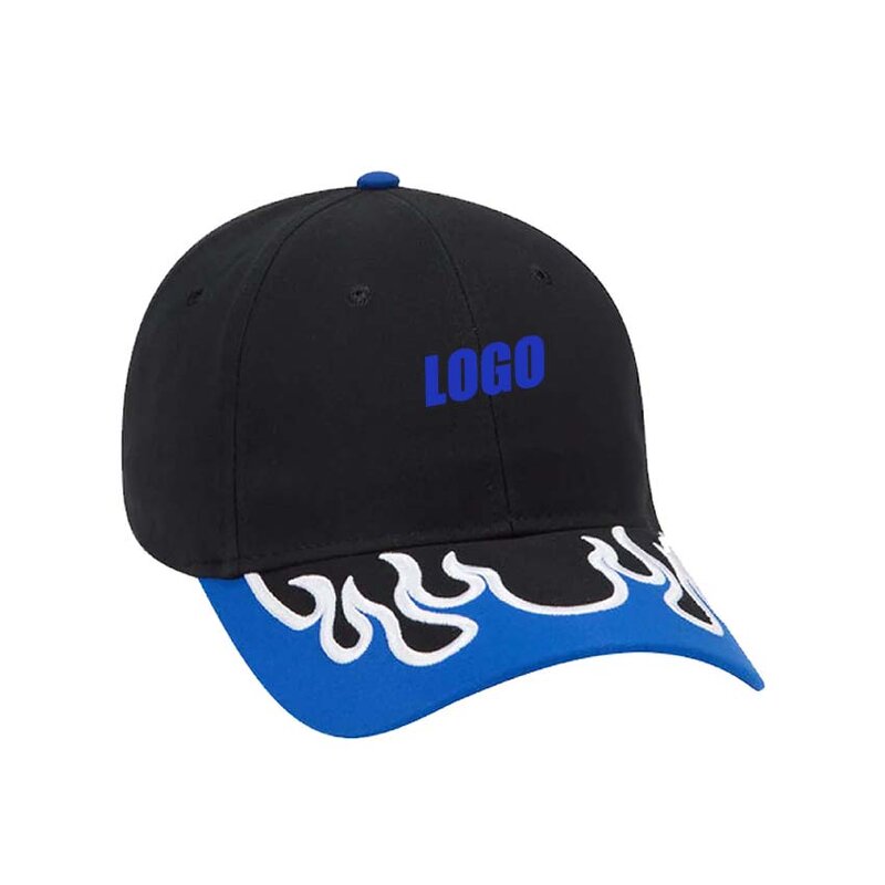 Men's Racing Cap Supplier - 6-Panel Polyester Sporty Design Flames Embroidery