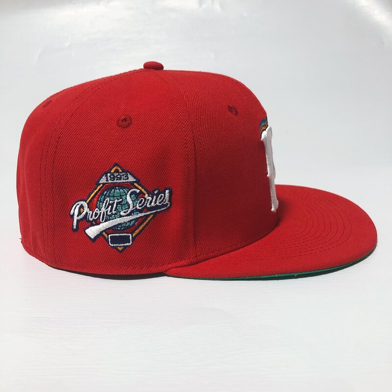 Custom Fitted Hats Supplier - 100% Polyester 6-Panel Flat Brim 3D Embroidery