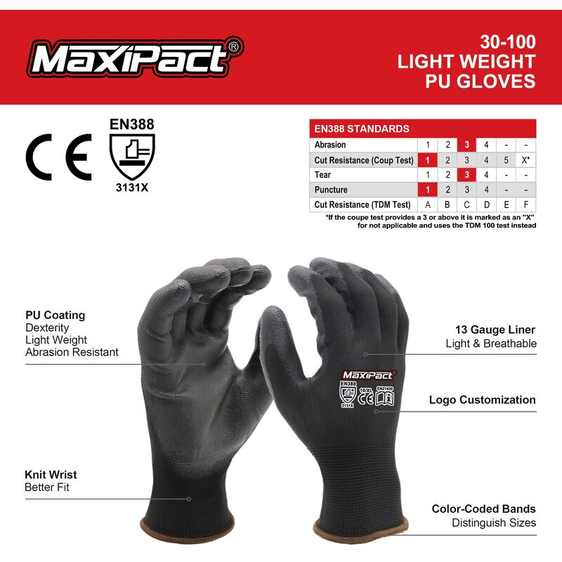 PU Work Safety Gloves Manufacturer - MaxiPact Wholesale Breathable