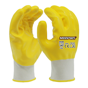 Yellow Nitrile Safety Gloves Supplier - MaxiPact Waterproof