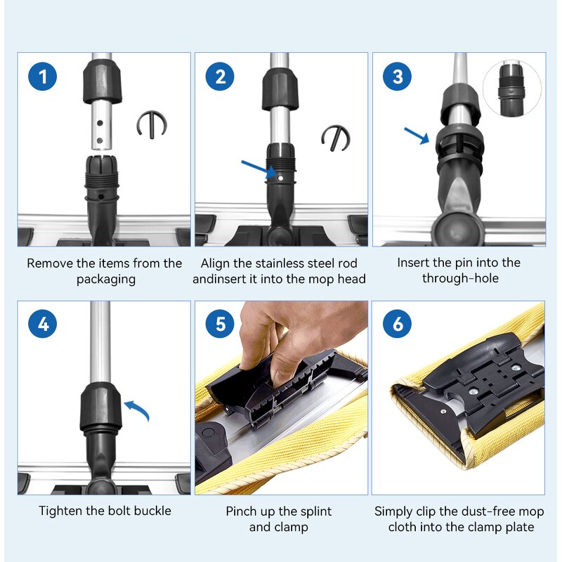 Cleanroom Swifter Mop Factory - Portable Self Squeeze Flat Mop with Microfiber