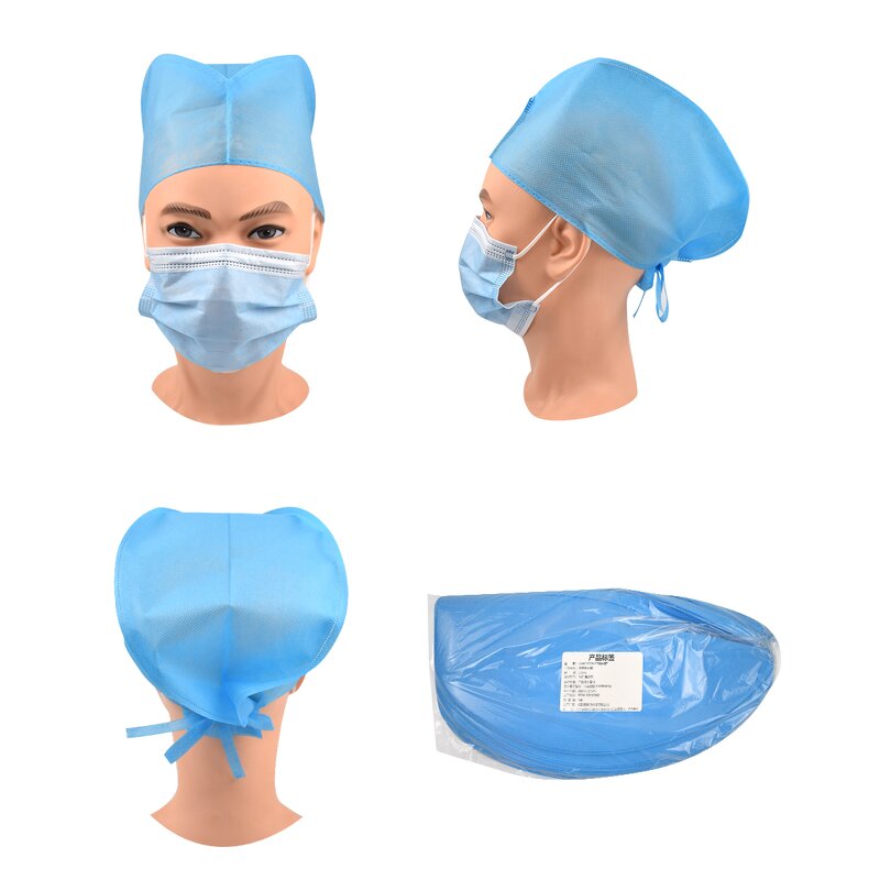 Disposable Bouffant Cap Factory - Non Woven Strip Clip Cap with Straps for Medical