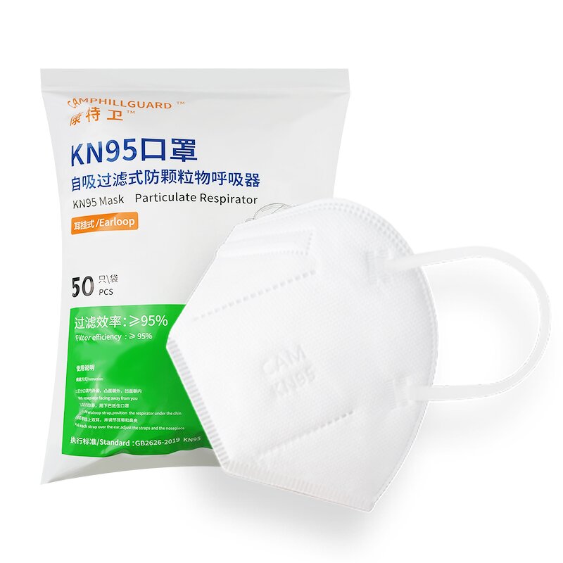 KN95 Respirators Manufacturer - Earloop Disposable 5 Layers Breathable Filtration>95% 50pcs