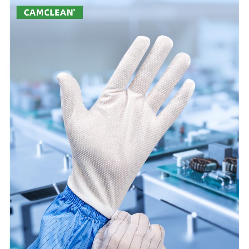 White ESD Gloves Supplier - PU Working Gloves Safety Anti-Static Dotted