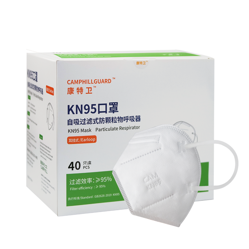 White KN95 Respirator Manufacturer - High Efficiency Disposable 5 Ply with Earloop