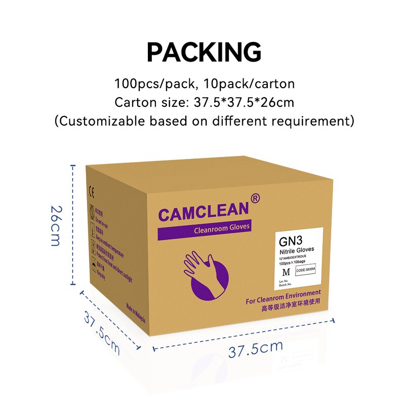 Cleanroom Nitrile Gloves Manufacturer - OEM Powderfree 12" for ISO Class 3