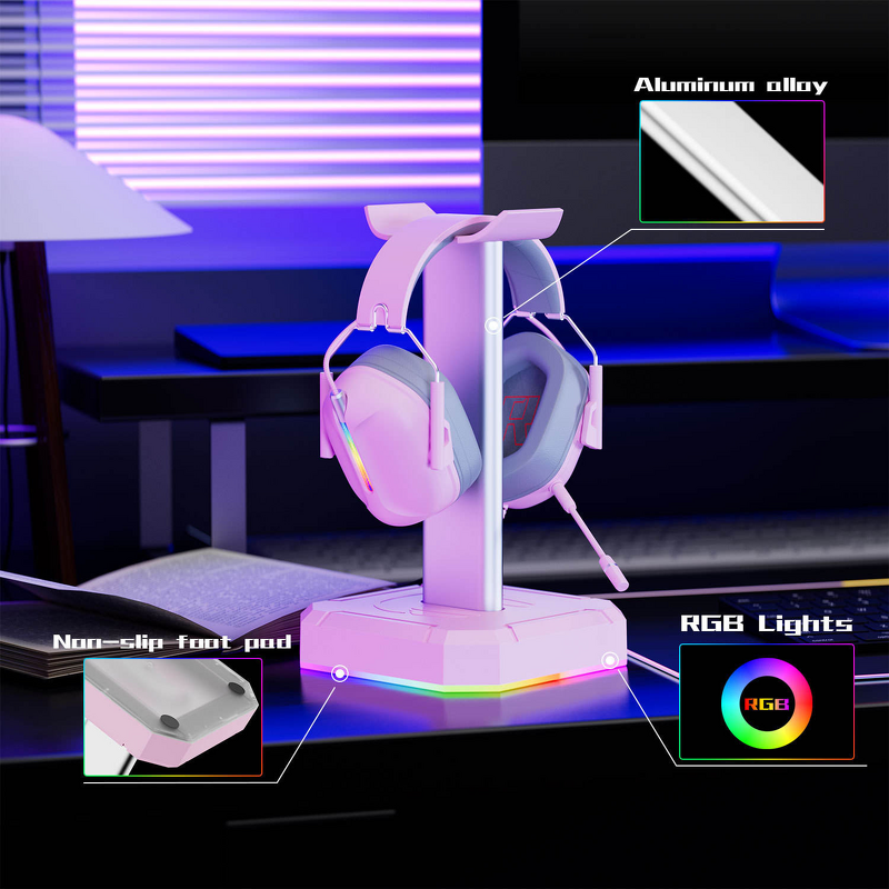 Headphone Stand Supplier - RGB Aluminum Alloy with USB