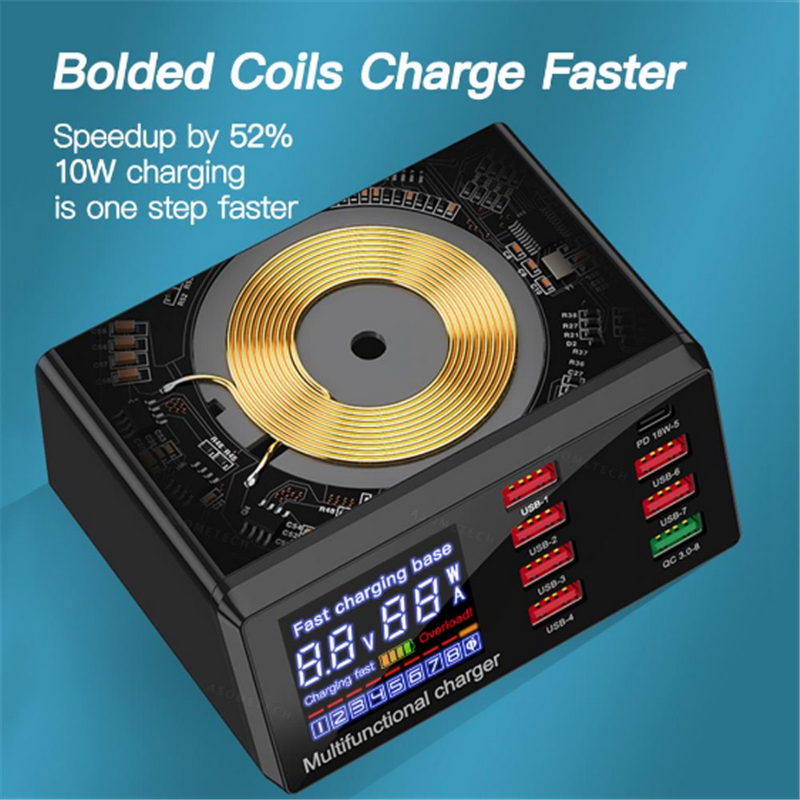 USB Charging Station Supplier - Multi-port 8port Wireless