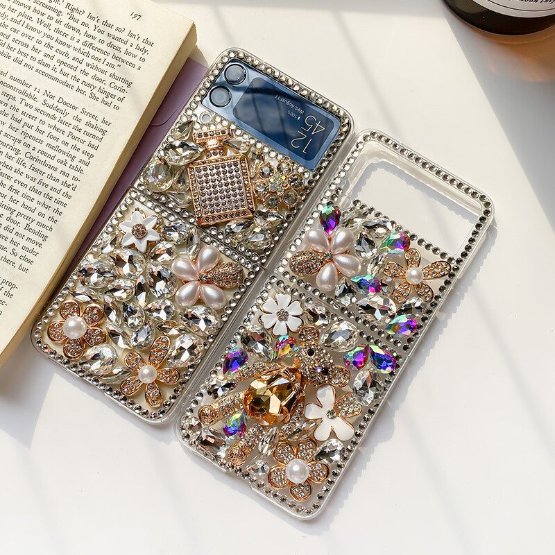 Luxury Phone Case Supplier - Diamond Crystal Flower Chain
