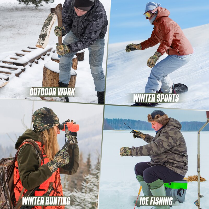 Winter Gloves Factory - Green Waterproof PU Leather Palm Fabric Back Elastic Wrist Closure Durable