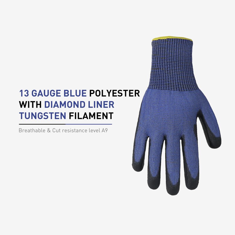 Mechanic Safety Work Gloves Factory - Custom PU Dipping Palm Anti-slip Tungsten Filament Cut Resistance